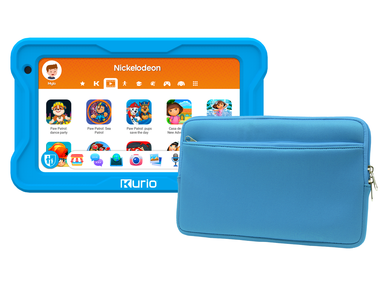 Kindertablet Premium - Kurio - 7 inch - Nickelodeon - Blauw - Sleeve